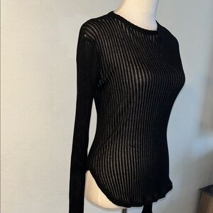 Helmut Lang ,Black Sheer Long Sleeve Top
